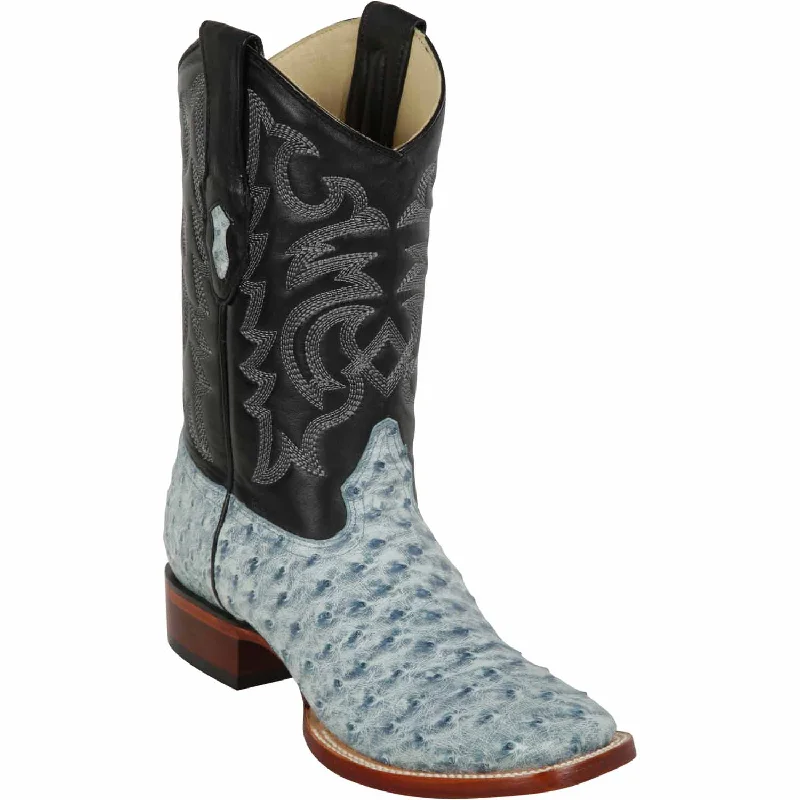 Men's western boots with a high - heeled design and a pointed toeMen's Los Altos Ostrich Skin Wide Square Toe Boot 8220382