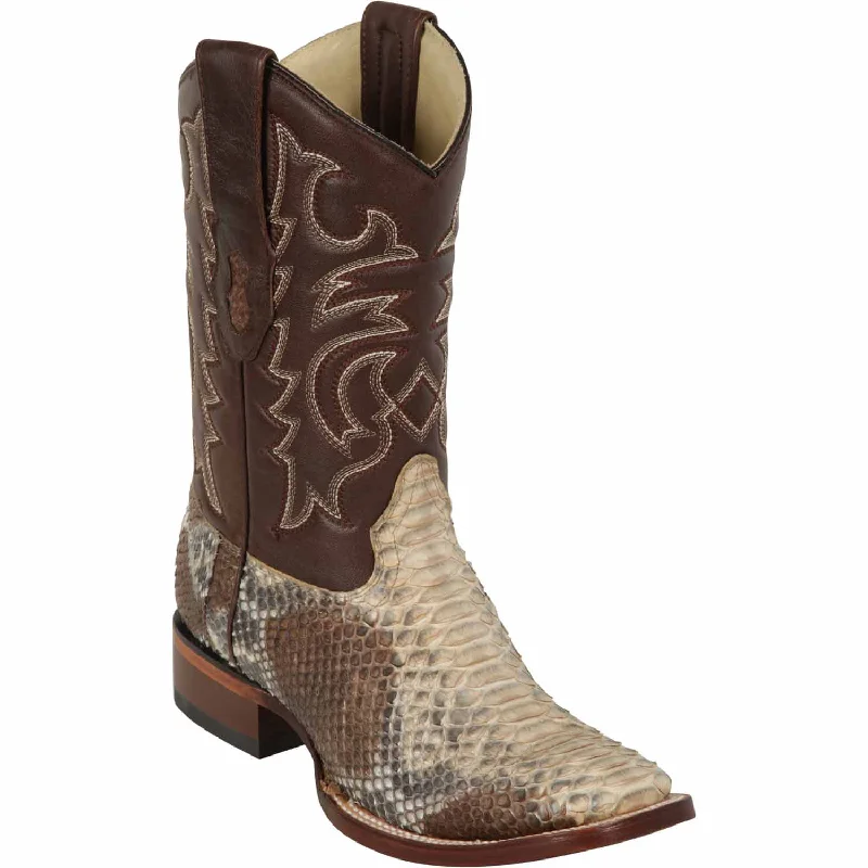 Men's western boots with a decorative inlay on the toe and heelMen's Los Altos Python Skin Wide Square Toe Boot 8225711