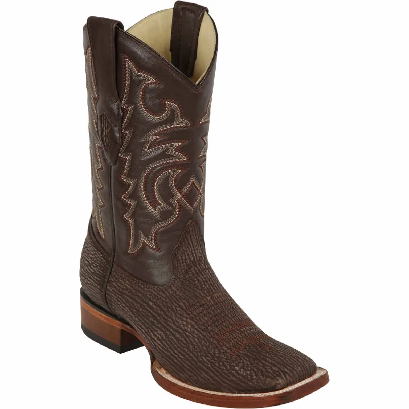 Men's western boots with a tooled leather design on the shaftMen's Los Altos Shark Skin Wide Square Toe Boot 8220907