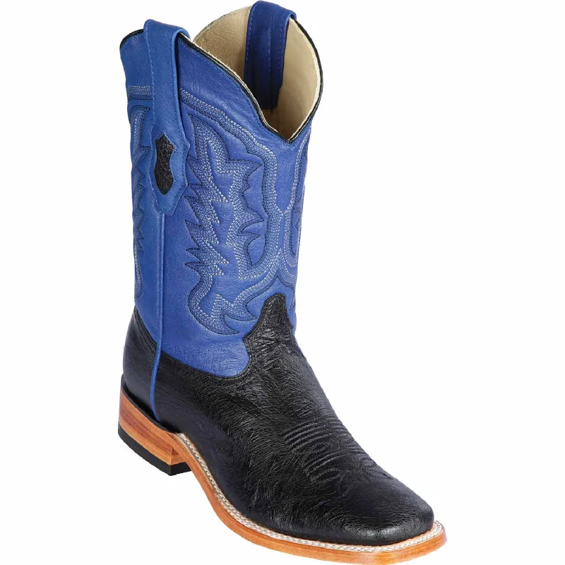 Men's genuine leather western boots with a snake - skin inlayMen's Los Altos Smooth Ostrich Wide Square Toe Boot 8279705A