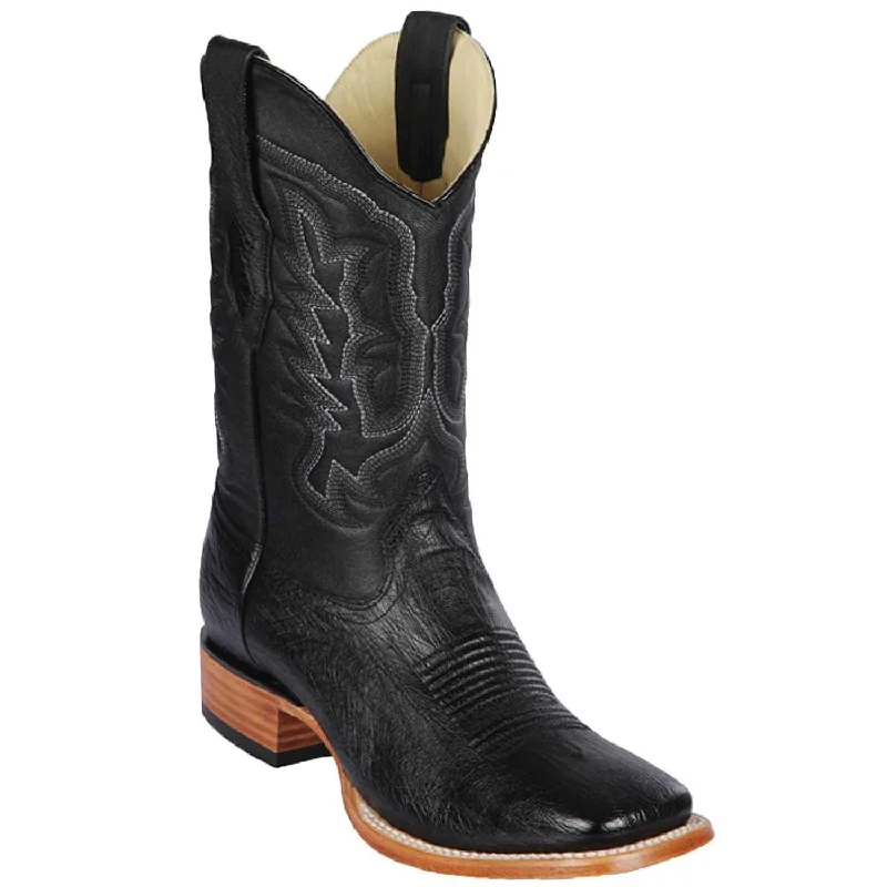 Men's western boots with a rubber sole for traction on various surfacesMen's Los Altos Smooth Ostrich Wide Square Toe Boot 8279705N