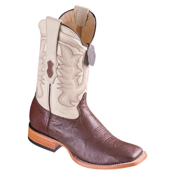 Western - style men's boots with intricate tooling and stitchingMen's Los Altos Smooth Ostrich Wide Square Toe Boot 8279707