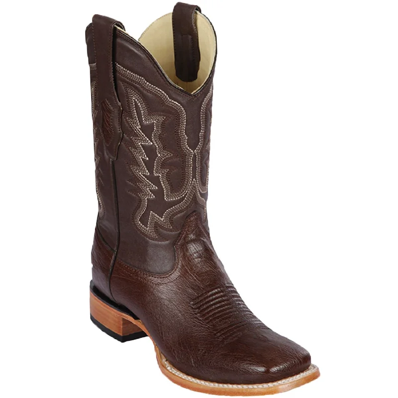 Men's western boots with a decorative concho belt and buckleMen's Los Altos Smooth Ostrich Wide Square Toe Boot 8279707C