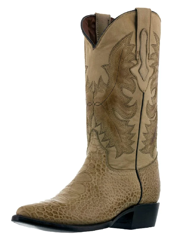 Western - style men's cowboy boots with intricate stitchingMens Sand Sea Turtle Print Leather Cowboy Boos - J Toe