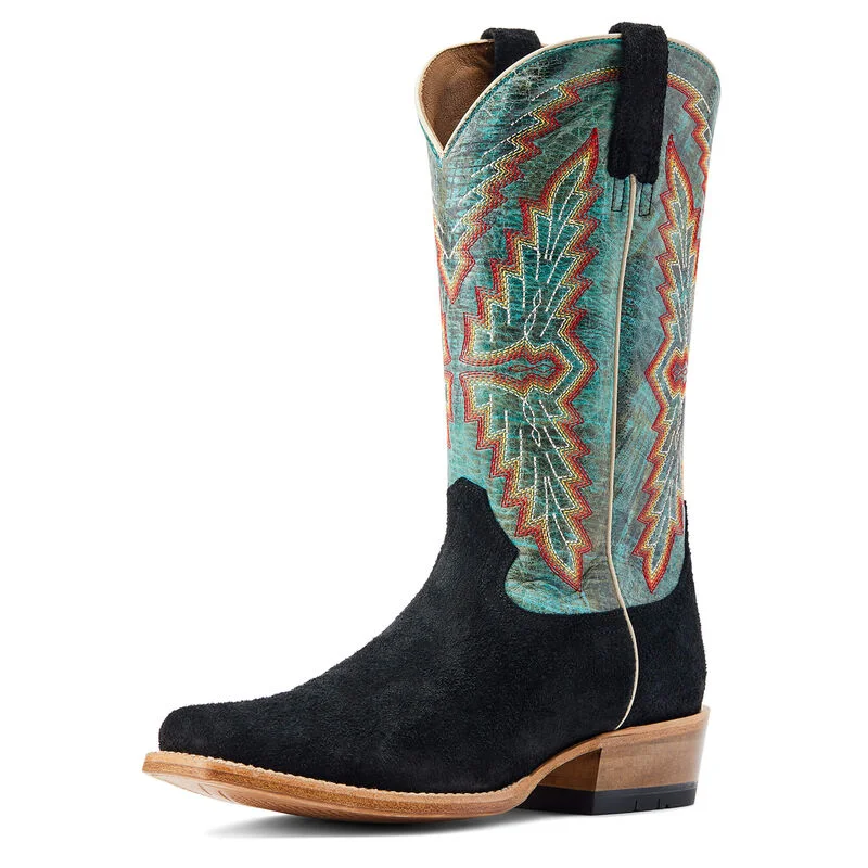 Men's western boots with a leather sole and a heel guardAriat Men's Futurity Showman Western Boot