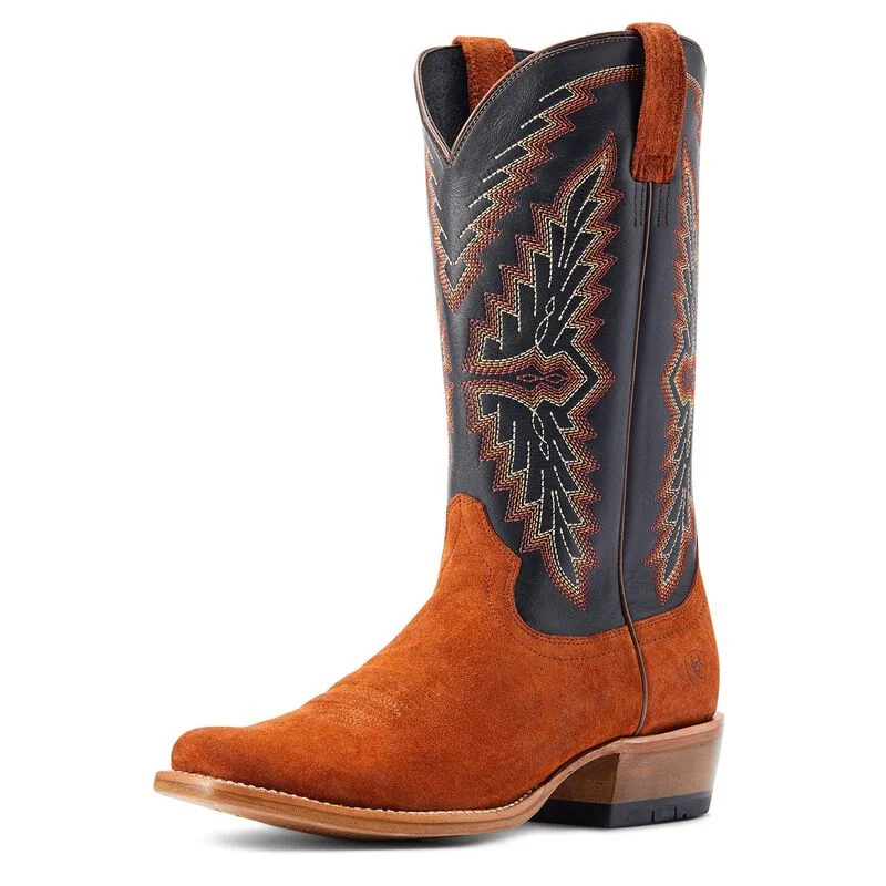 Men's western boots with a tooled leather design on the shaftAriat Men's Futurity Showman Western Boot