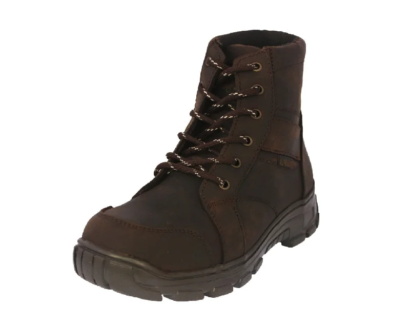 Men's cowboy boots in a dark brown leatherMens #T500 Brown Tactical Work Boots  Leather - Soft Toe