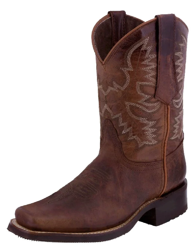 Men's cowboy boots with a scalloped edgeMens Chedron Western Leather Cowboy Boots - Square Toe