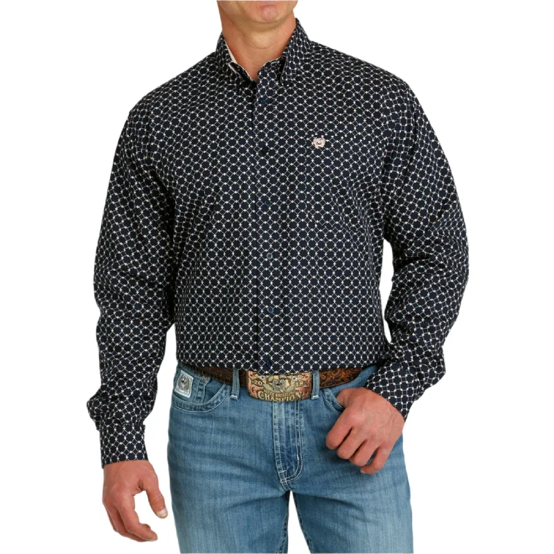 Men's western boots with a silver - toned hardware and accentsCinch Men's Navy Geo Print Long Sleeve Shirt