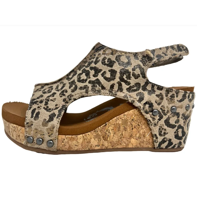 Alligator - embossed men's western boots for a bold statementVery G Taupe Leopard Liberty 2 Wedges