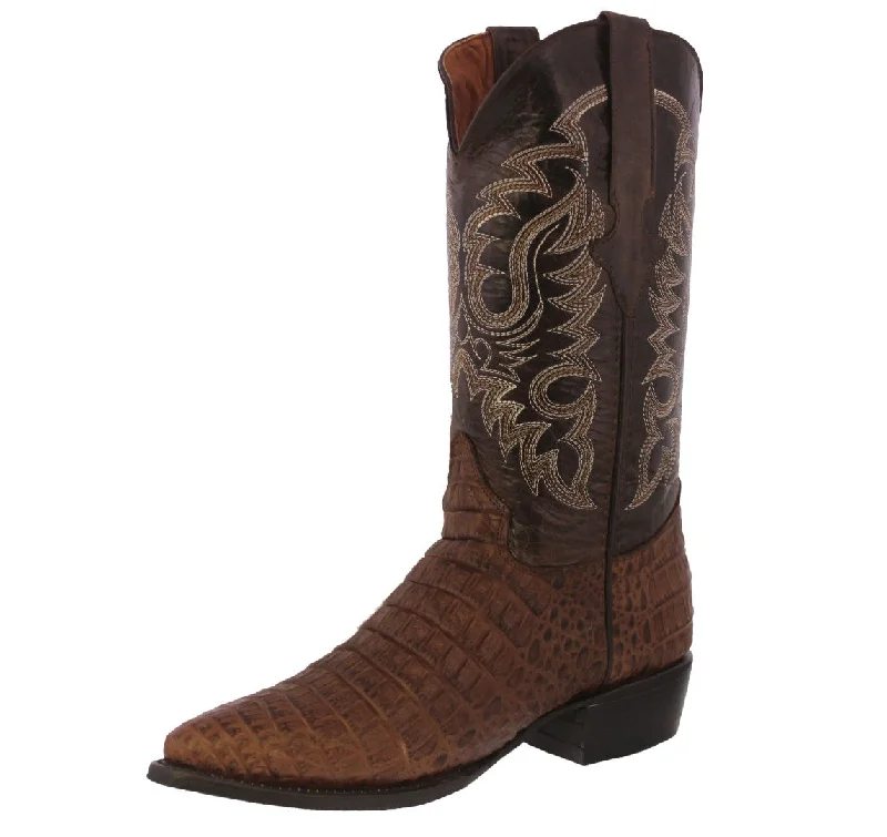 Men's cowboy boots with a heel guardMens Brown Alligator Belly Print Leather Cowboy Boots J Toe