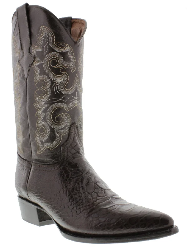 Men's cowboy boots with a leather sole for a classic lookMens Brown Sea Turtle Belly Print Leather Cowboy Boots J Toe