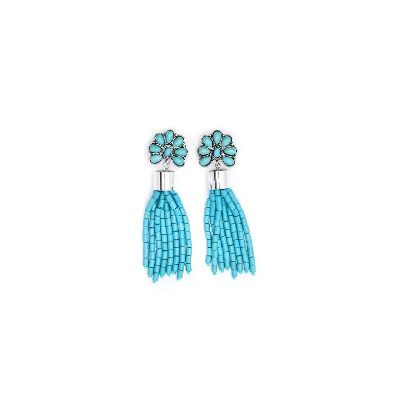 Men's western boots with a leather - wrapped heel and a smooth finishWest & C0. Turquoise Tassel Earring