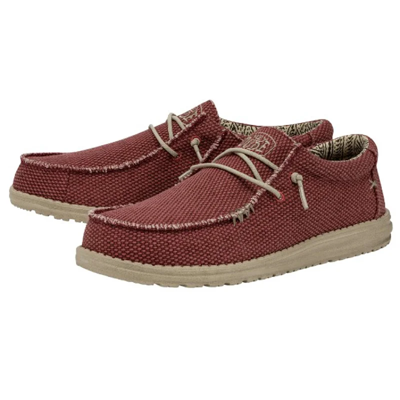 Men's western boots with a scalloped edge and a pull - on strapHey Dude Men's Wally Braided Pompeian Red