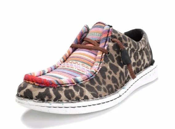 Men's western boots with a distressed leather finish for a rugged lookJustin Hazer Leopard/Serape Ladies' Casual Shoe