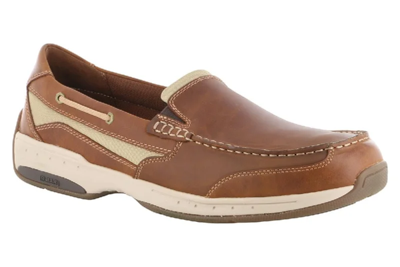 Men's casual shoes with a logo patch on the tongueDunham Captain Venetian Slip On Tan