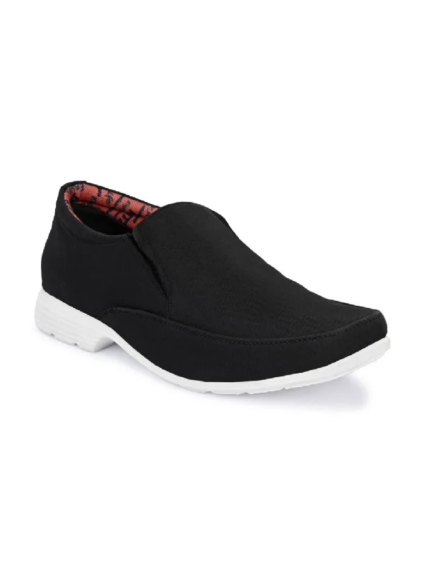 Loafers - style men's casual shoes for a relaxed vibeHitz Men's Black Fabrick Made Slip-On Comfort Casual Shoes