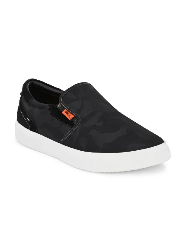 Men's casual shoes with a flexible rubber outsoleHitz Men's Black Slip-on Casual Sneaker shoes