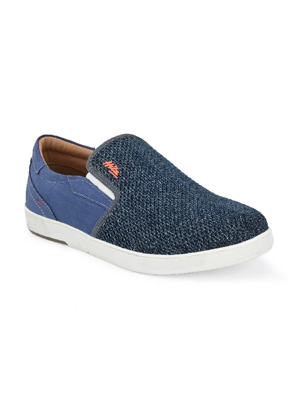 Men's casual shoes with a low - profile designHitz Men's Blue Slip-on Casual Sneaker shoes