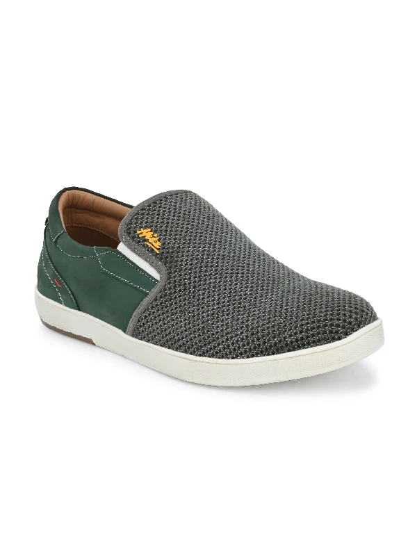 Men's casual shoes with a removable footbed for cleaningHitz Men's Green Slip-on Casual Sneaker shoes