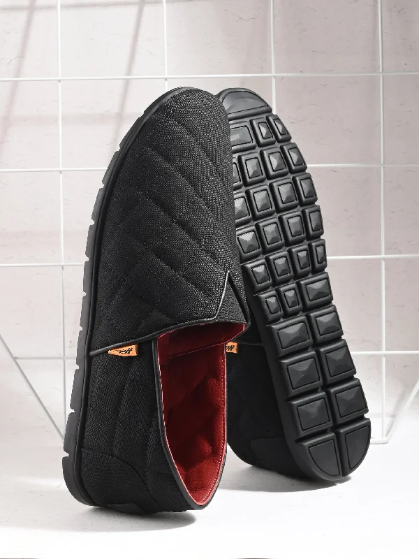 Leather men's casual shoes with a scuffed finishHITZ153-Men's Black Casual Slip-On Shoes