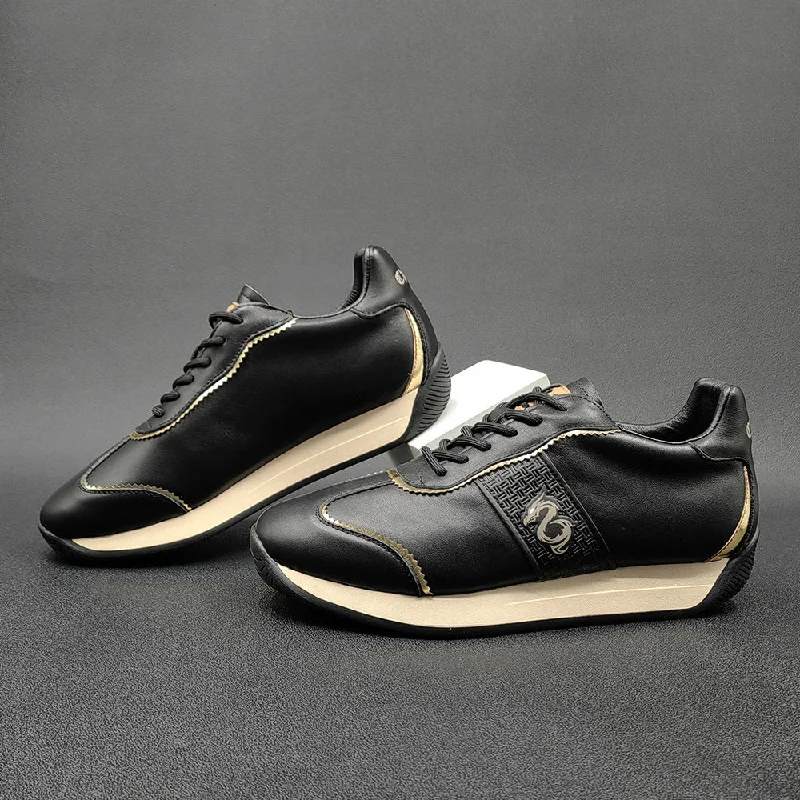 Men's casual shoes with a contrast sole colorMen Fashion Leather Comfort Flat Casual Shoes