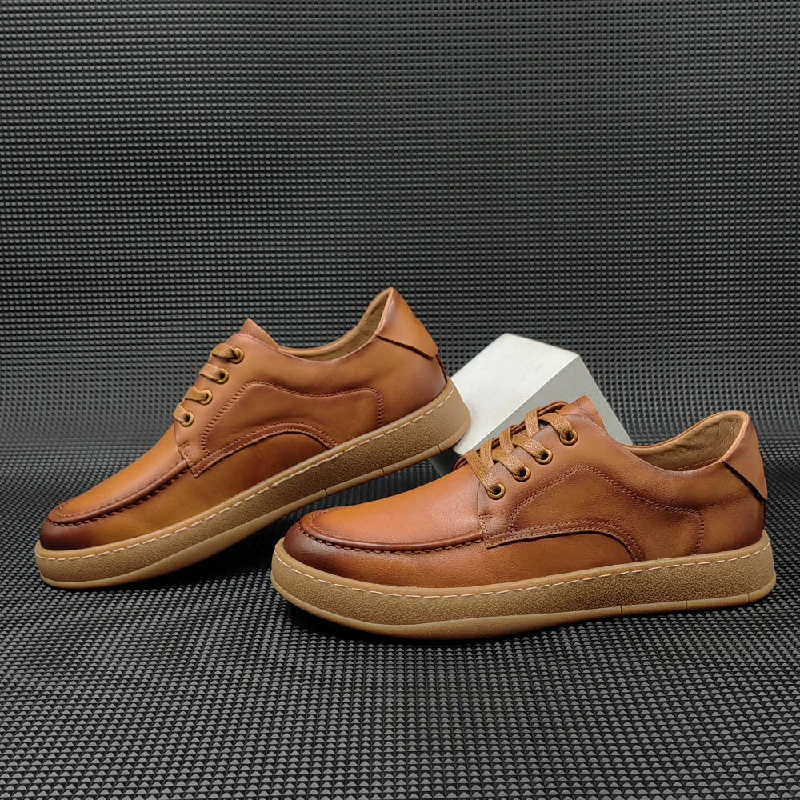 Men's casual shoes with a padded heel for comfortMen Leather Flat Minimalist Casual Shoes