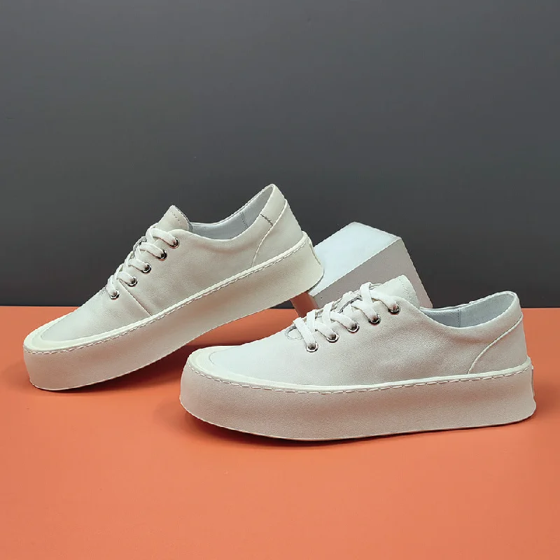 Men's casual shoes with a low - profile designMen Minimalism Leather Flat Casual Shoes