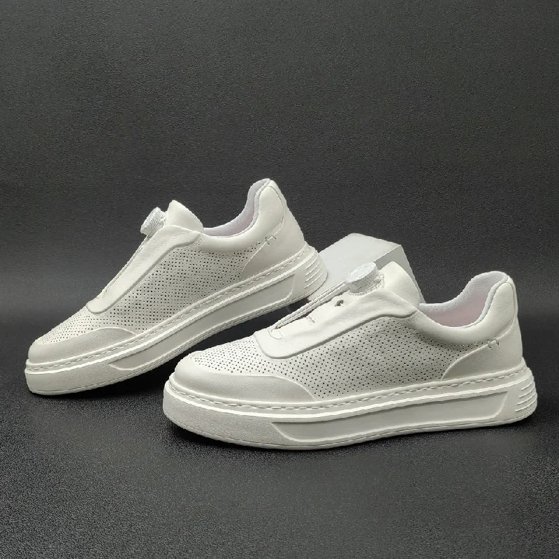 Men's casual shoes with a metallic trimMen Minimalist Fashion Breathable Leather Casual Shoes