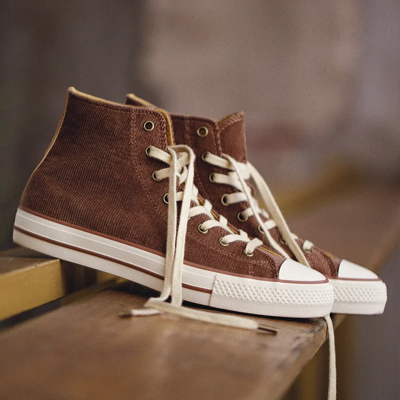 Men's casual shoes with a metallic trimMen Minimalist Fashion Corduroy High Top Casual Shoes