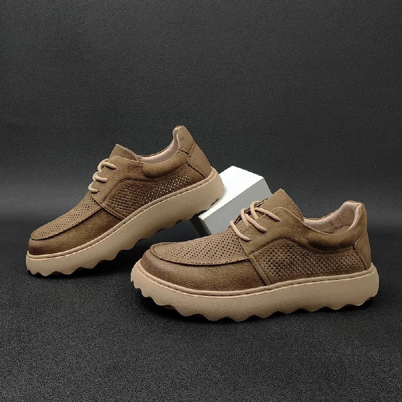 Men's casual shoes with a sporty look and feelMen Minimalist Hollow Leather Breathable Casual Shoes