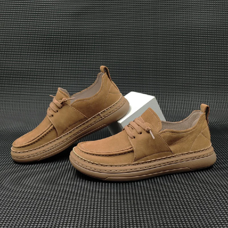 Men's casual shoes with a low - profile designMen Minimalist Solid Leather Flat Casual Shoes