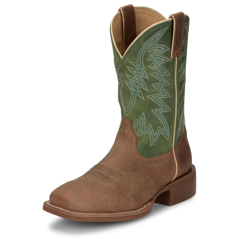 Men's casual shoes with a stretchy side panelMen's Justin Big Bucks Green Boots FN7110