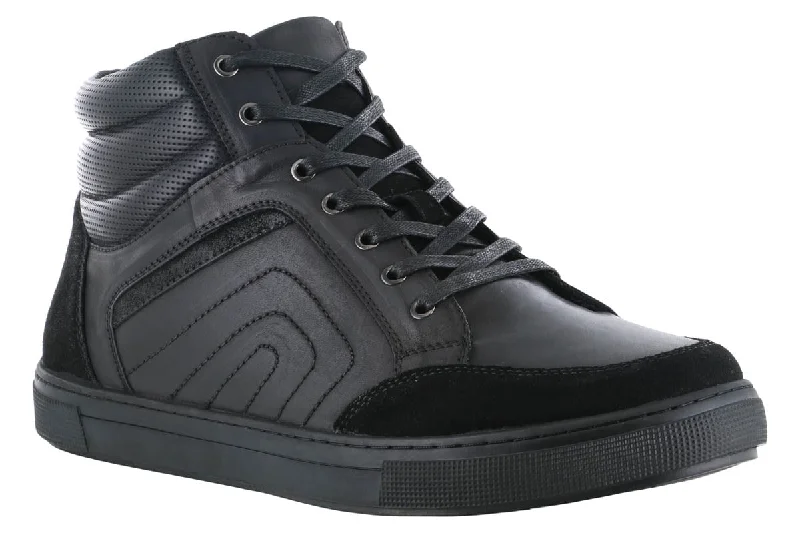 Leather men's casual shoes with a scuffed finishPropet Kenton High Top Casual Sneaker All Black