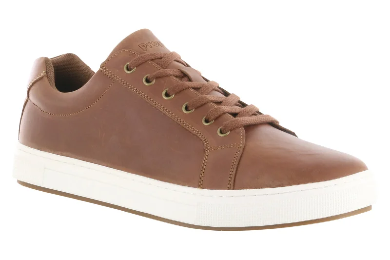 Men's casual shoes with a rubber toe cap for protectionPropet Koda Leather Sneaker Tan